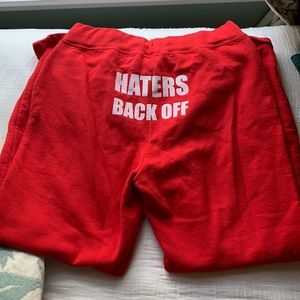 Red Miranda Sings “Haters Back Off” Sweatpants